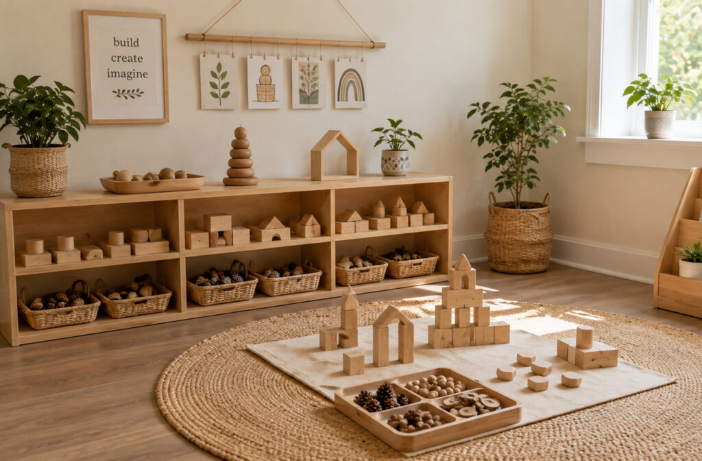 Montessori Playroom Storage: Open Display, Hidden Back-Stock & Toy Rotation