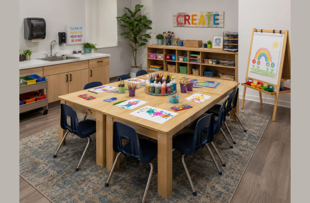 Kids Painting Station: Plan for Water, Wet Media, Splashes and Drying